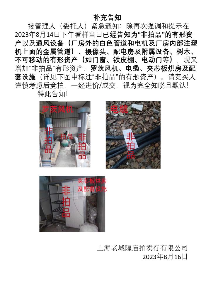 上海亚弘过滤器材股份有限公司名下的位于上海市松江区的有形资产一批，按现状合并整体拍卖