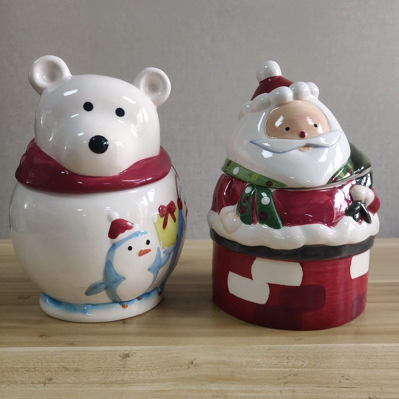 北极熊 圣诞老人储物罐各一个